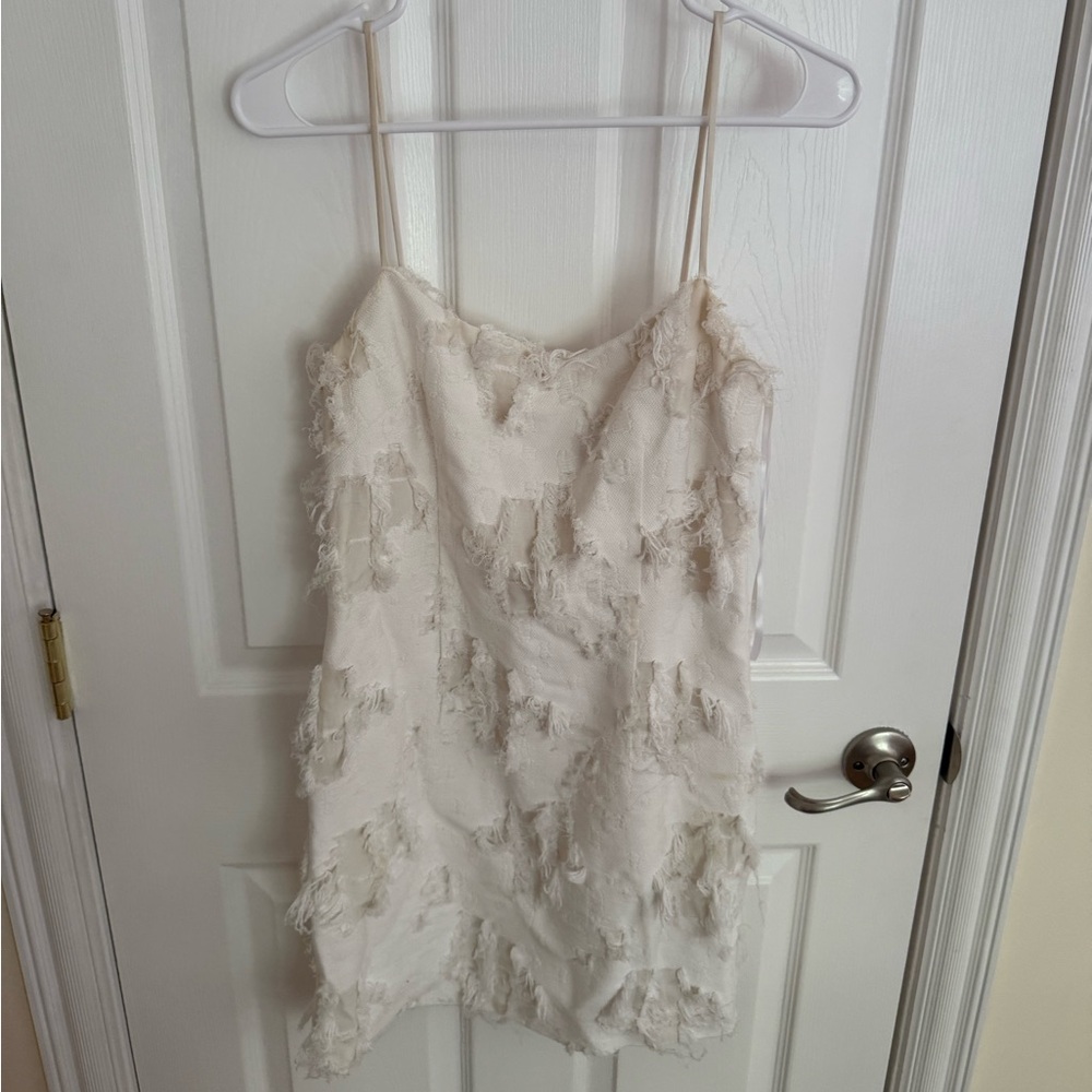 Chic White MILLY Textured Mini Dress